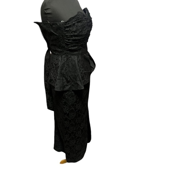 VTG ROBERTA CALIFORNIA BLACK Floral LACE Gothic ROMANTIC Evening DRESS Women’s - Picture 3 of 15